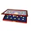 Presentation Display, Premium - for Coins Ø 26 mm. (20 pcs.) 10 years Euro Community issue - Mahogany color with blue interior - dim: 375 x 260 x 30 mm.