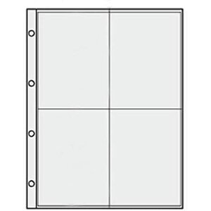 Blätter (4 Ringe) 4er Einteilung (108 x 148 mm.) geeignet für Unterschriftenkarten - Transparent - Abm: 230 x 305 mm.