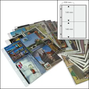 FC, Sheets (4 rings) 4 compartments (108 x 148 mm.) suitable for Postcards - Transparent - dim: 230 x 305 mm.