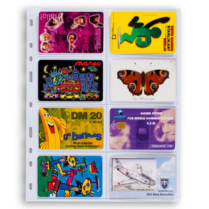 Feuilles de pochettes, Entièrement transparent - 4 pochettes horizontale, Optima - type 4.VC - 4 Anneaux - Dim. Du pochette: 88x55 mm.