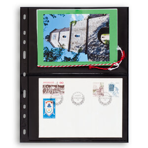 Einsteckblätter, Schwarz 2-seitige Verwendung - 2 Fächer horizontal, Optima - Typ 2.S - 4 Ringe - Fach abm: 180x120 mm.