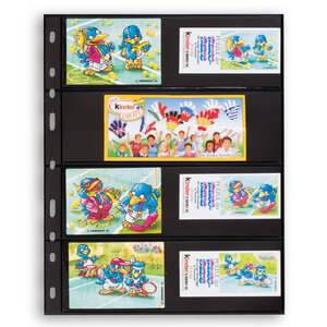 Insert sheets, Black 2-sided use - 3 compartments horizontal, Optima - type 4.S - 4 Rings - Pocket dim: 180x58 mm.