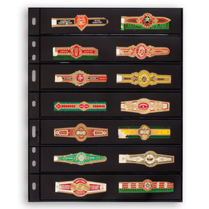 Insert sheets, Black 2-sided use - 6 compartments horizontal, Optima - type 7.S - 4 Rings - Pocket dim: 180x30 mm.