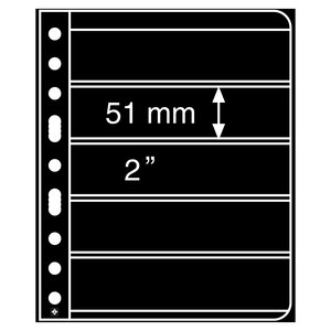 Insert sheets, Fully transparent - 5 compartments horizontal, Vario - type 5.C - 4 Rings - Pocket dim: 195x51 mm.