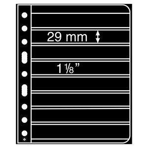 Einsteckblätter, Schwarz 2-seitige Verwendung - 8 Fächer horizontal, Vario - Typ 8.S - 4 Ringe - Fach abm: 195x29 mm.