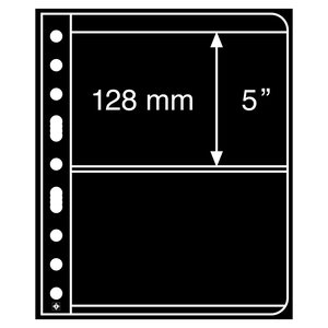 Insert sheets, Black 2-sided use - 2 compartments horizontal, Vario plus - type 2.S - 4 Rings - Pocket dim: 195x128 mm.