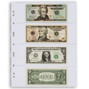 Insert sheets, Fully transparent - 4 compartments horizontal, Grande - type 4.C - 4 Rings - Pocket dim: 216x72 mm.