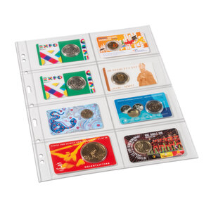 Einsteckblätter, Völlig transparent - 4x2 Fächer horizontal, Grande - Typ 4.CT - 4 Ringe - Fach abm: 106x72 mm.