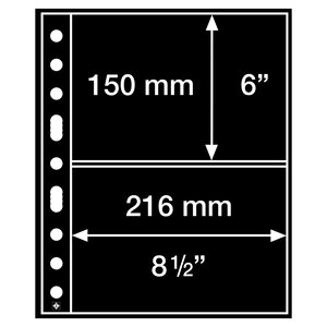 Insert sheets, Black 2-sided use - 2 compartments horizontal, Grande - type 2.S - 4 Rings - Pocket dim: 216x150 mm.