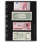 Feuilles de pochettes, Noir Utilisation des 2 côtés - 4 pochettes horizontale - LEUCHTTURM, Grande - type 4.S - 4 Anneaux - Dim. du pochette: 216x72 mm. ■ par 5 pièces.