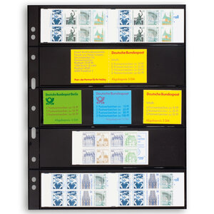 Insert sheets, Black 2-sided use - 5 compartments horizontal, Grande - type 5.S - 4 Rings - Pocket dim: 216x56 mm.
