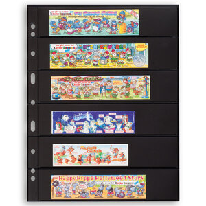 Insert sheets, Black 2-sided use - 6 compartments horizontal, Grande - type 6.S - 4 Rings - Pocket dim: 216x46 mm.