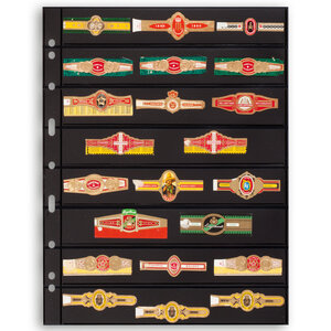 Feuilles de pochettes, Noir Utilisation des 2 côtés - 8 pochettes horizontale, Grande - type 8.S - 4 Anneaux - Dim. Du pochette: 216x33 mm.