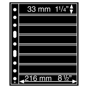 Einsteckblätter, Schwarz 2-seitige Verwendung - 8 Fächer horizontal, Grande - Typ 8.S - 4 Ringe - Fach abm: 216x33 mm.