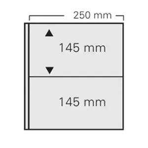 Insteekbladen met inlegvellen, Volledig transparent 2-zijdig gebruik - 2 vakken horizontaal, Garant - 14 Rings - Vak afm: 250x145 mm.