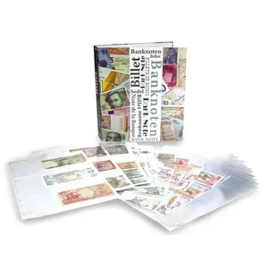 Blätter (4 Ringe) 2er Einteilung (215 x 145 mm.) geeignet für Banknoten - Transparent - Abm: 230 x 305 mm.