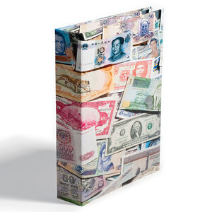 Bills Banknotes, Album (bound) for 600 bills, with 100 sheets - Design print - dim: 245 x 300 x 60 mm.
