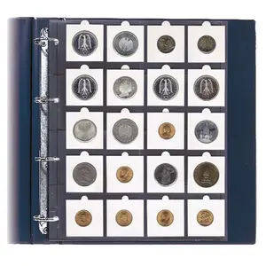 Compact A4, Sheets (4 rings) for Coin holders 50 x 50 mm. (20 pcs.) Transparent - dim: 242 x 298 mm.