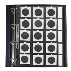 Compact A4, Sheets (4 rings) for Coin holders 50 x 50 mm. (15 pcs.) Transparent - dim: 242 x 298 mm.