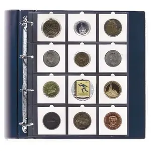 Compact A4, Sheets (4 rings) for Coin holders 67 x 67 mm. (12 pcs.) Transparent - dim: 242 x 298 mm.