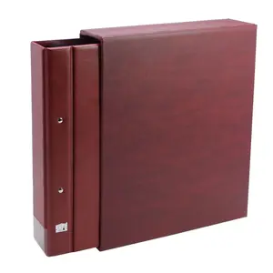 Compact A4, Album (4 rings) without content, incl slipcase - Wine Red - dim: 275 x 320 x 70 mm.
