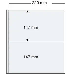 Compact A4, Blätter (4 Ringe) 2er Einteilung (220 x 147 mm.) Transparent - Abm: 240 x 305 mm.