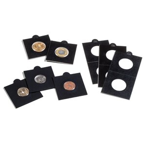 Coin holders (50x50 mm.) Self-adhesive  - 17.5 mm. Black