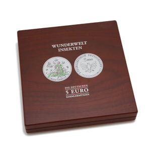 Presentation case, Volterra Uno - for Coins - Wunderwelt Insects, 5 Euro coins in capsules (9 pc.)