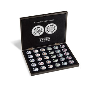 Presentation case, Volterra Uno - for Coins - Klimazonen der Erde, 5 Euro coins in capsules (30 pcs.)