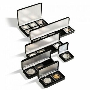 Coin Box , Nobile - for Coin capsules 50 x 50 mm. ( 2 pcs.) Black - dim: 120 x 65 x 26 mm.