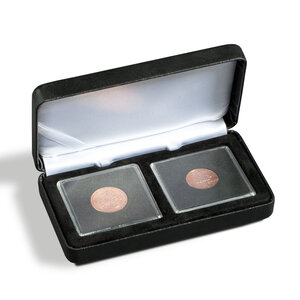 Coin Box , Nobile - for Coin capsules 50 x 50 mm. ( 2 pcs.) Black - dim: 120 x 65 x 26 mm.