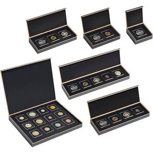 Coin Box , Luxor - for capsules 50 x 50 mm. ( 5 pcs.) Black - dim: 340 x 90 x 30 mm.