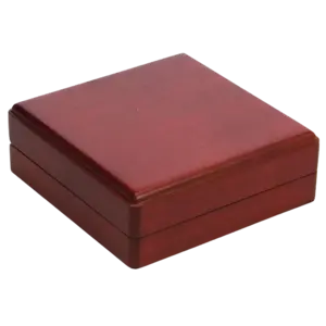 Munten box, Elegance, Mini - Vormschuim - geschikt tot Max Ø 60 mm. Mahonie kleur met blauw interieur - afm: 78 x 78 x 37 mm.