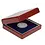 Coin Box , Elegance, Maxi - Moldable foam - suitable up to Max Ø 90 mm. Mahogany color with blue interior - dim: 110 x 110 x 37 mm.