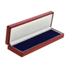 Safe, Écrin de monnaies, Elegance, Long - Mousse modelabele - convient jusqu'à max 230x57 mm. Couleur acajou avec intérieur bleu - dim: 250x75x37 mm. ■ par pc.