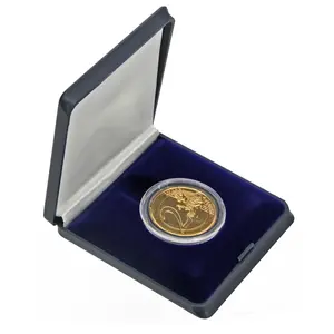 Coin Box , HS - for Coins Ø 18 mm. Dark blue plastic - dim: 67 x 70 x 12 mm.