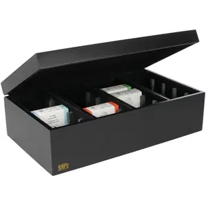 AufbewahrungsBox , Schwarz - für Münzetuis 70 x 70 x 27 mm. (20 Stk.) Schwarz - Abm: 335 x 156 x 105 mm.