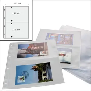 Blätter (4 Ringe) 2er Einteilung (215 x 145 mm.) geeignet für Postkarten - Transparent - Abm: 230 x 305 mm.