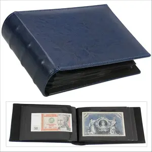 Classic, Album (relié) pour billets de banque (195 x 130 mm.) avec 50 feuilles - Bleu - dim: 215 x 150 x 58 mm.