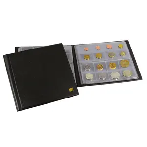 Album (bound) for Coins Ø 38 mm. (192 pc.) 12 sheets - Black - dim: 200 x 200 x 15 mm.