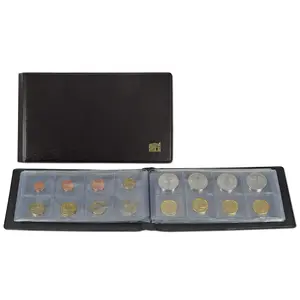 Pocket size, Album (bound) for Coins Ø 40 mm. (80 pcs.) 10 sheets - Black - dim: 210 x 105 x 25 mm.