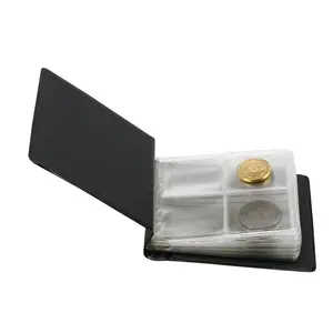 Taschenformat, Album (gebunden) für Münzen Ø 38 mm. (40 Stk.) 10 Blätter - Schwarz - Abm: 110 x 120 x 25 mm.