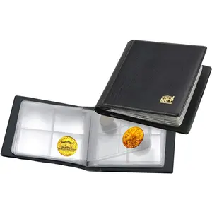 Pocket size, Album (bound) for Coins Ø 38 mm. (40 pcs.) 10 sheets - Black - dim: 110 x 120 x 25 mm.