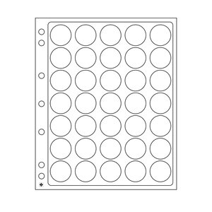 ENCAP, Blätter (4 Ringe) für Münzen Ø 26-27 mm. (35 Stk.) Transparent - Abm: 240 x 282 mm.