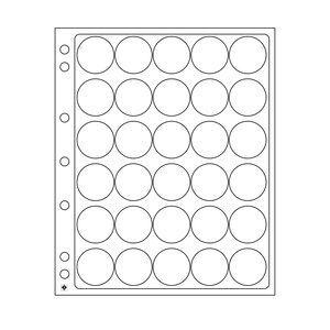 ENCAP, Blätter (4 Ringe) für Münzen Ø 30-31 mm. (30 Stk.) Transparent - Abm: 240 x 282 mm.