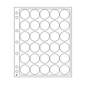ENCAP, Sheets (4 rings) for coins Ø 32-33 mm. (30 pcs.) Transparent - dim: 240 x 282 mm.