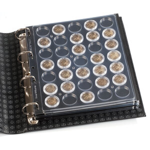 ENCAP, Sheets (4 rings) for coins Ø 34-35 mm. (24 pcs.) Transparent - dim: 240 x 282 mm.