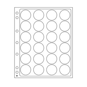 ENCAP, Sheets (4 rings) for coins Ø 36-37 mm. (24 pcs.) Transparent - dim: 240 x 282 mm.