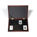 Leuchtturm, Coin box, Volterra - for Coin-cards/Goldbar-blisters 54x86 mm. (8 pc.)  Mahogany color - dim: 305x245x30 mm. ■ per pc.
