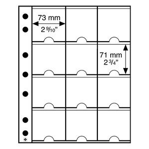 Grande, Sheets (4 rings) for coin holders 67 x 67 mm. (12 pcs.) Transparent - dim: 240 x 312 mm.